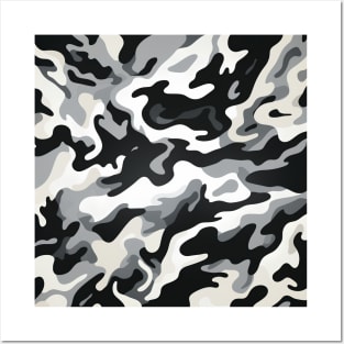 Black White Camo Posters and Art